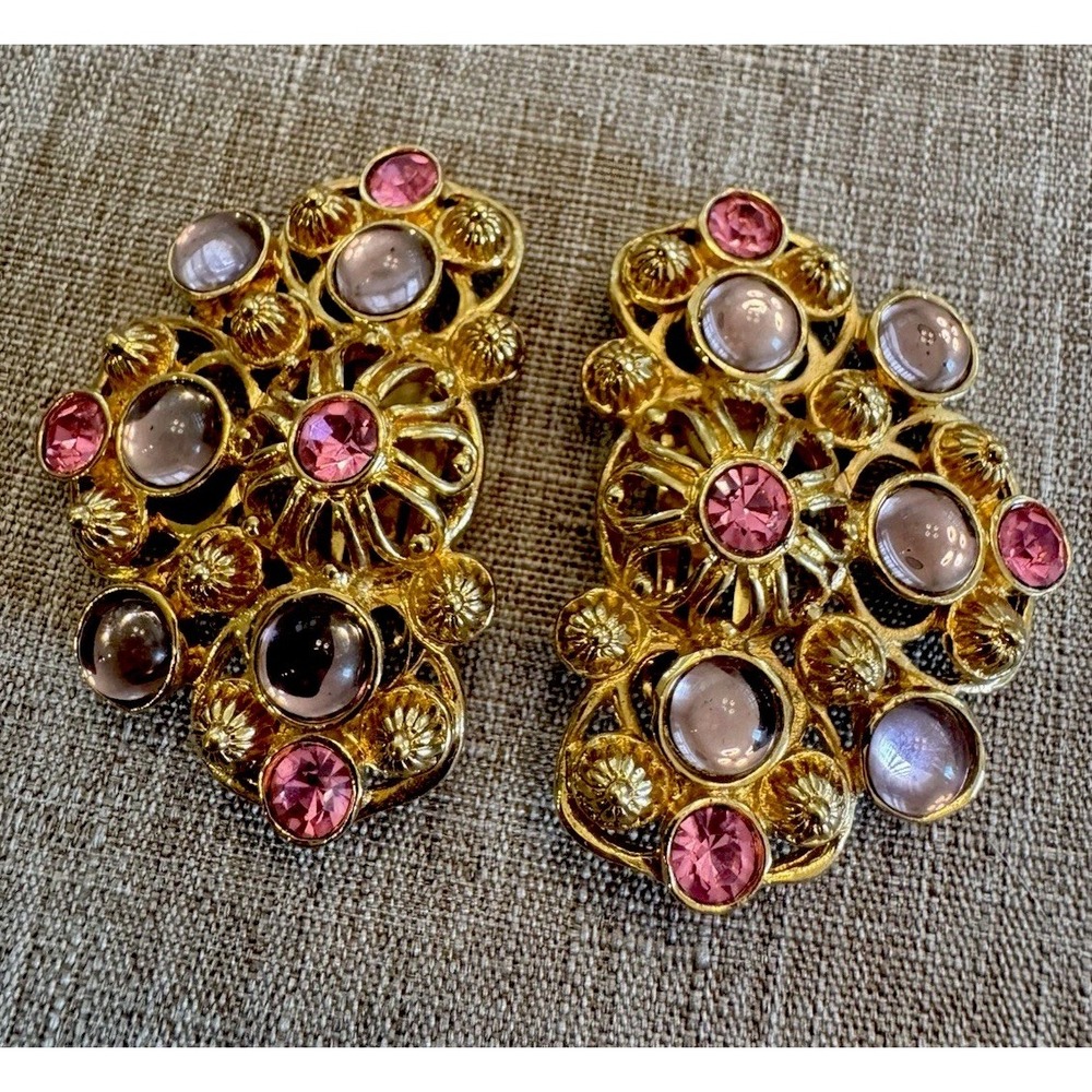 Jose Maria Barrera for Avon Marbella Gold Tone Clip On Earrings Vintage